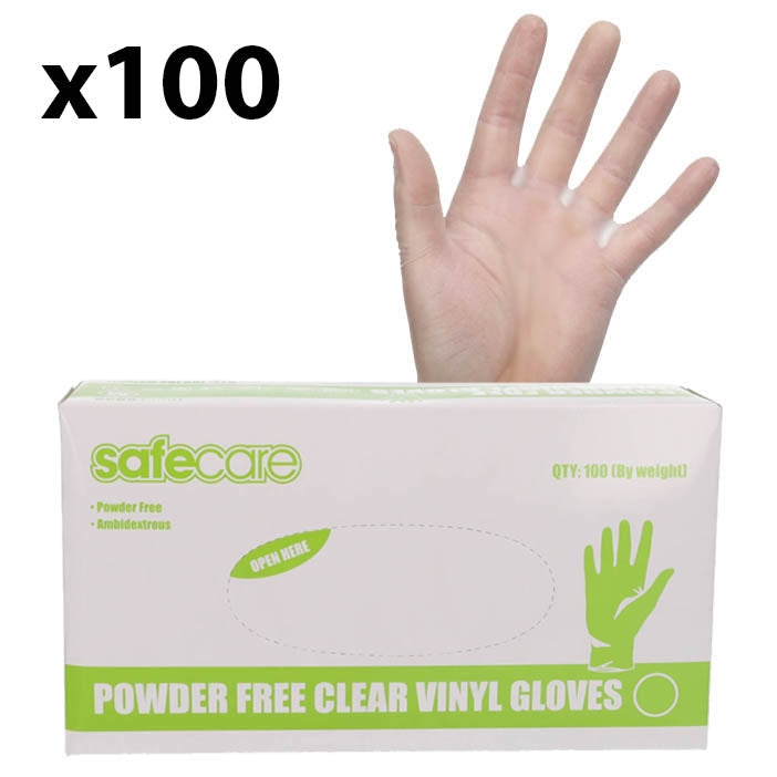 Disposable Clear Vinyl Gloves - Large - Box of 100 - CLEARANCE