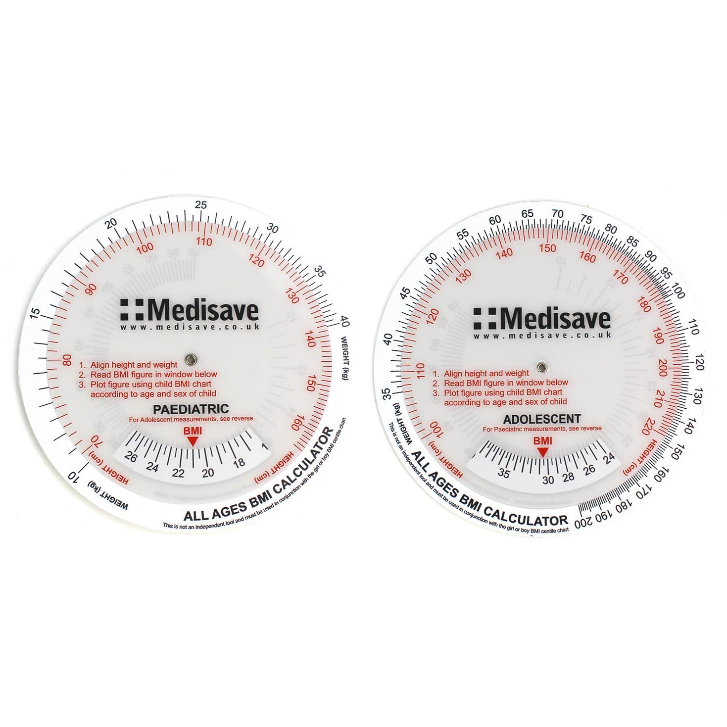 BMI calculator - Double Sided (Paediatric and Adolescent)