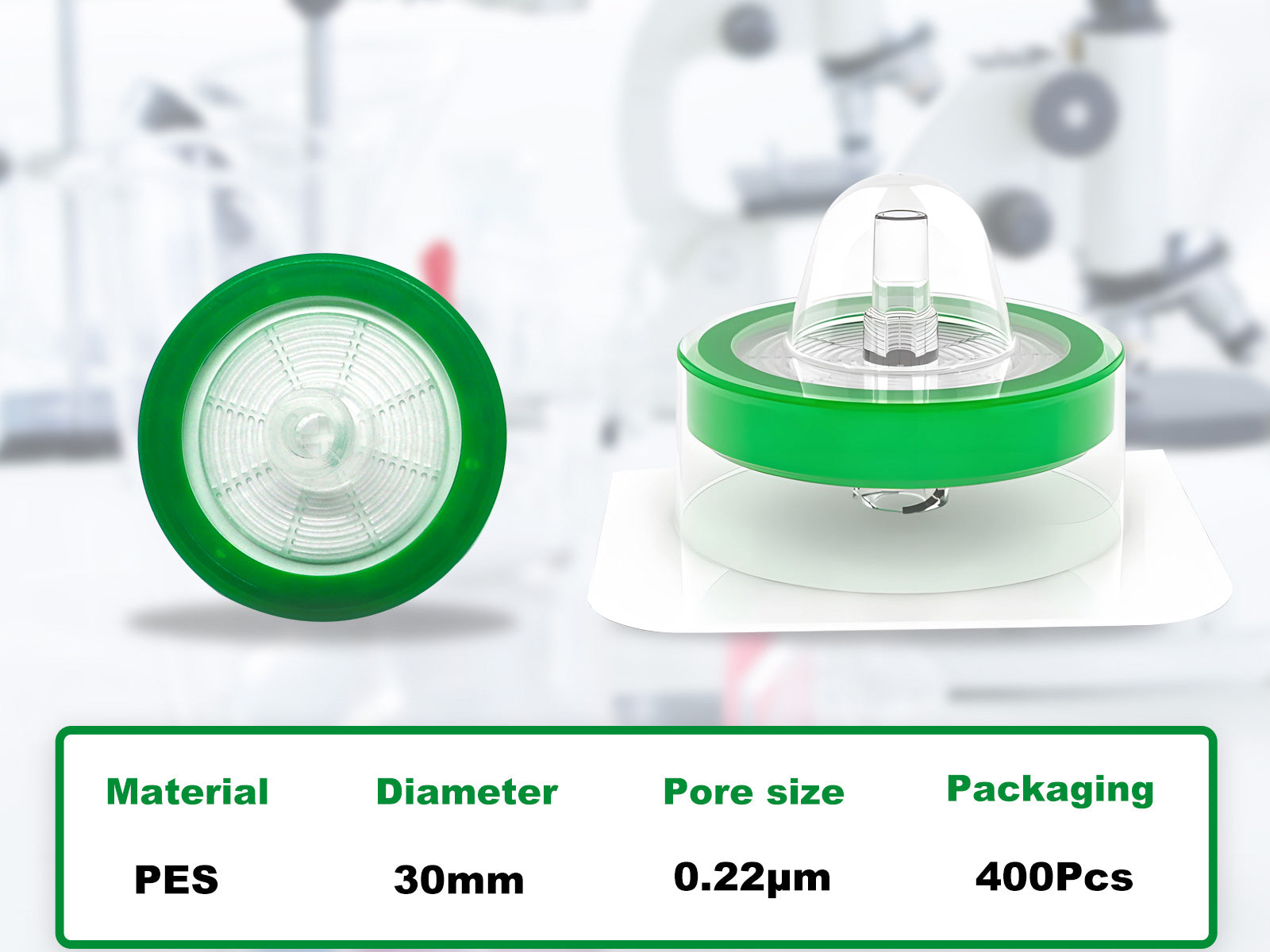 Biologix Sterile Syringe Filter-PES, 0.22um Pore Size (Female Luer Lock + Male Luer Slip) 100/Pack, 400/Case