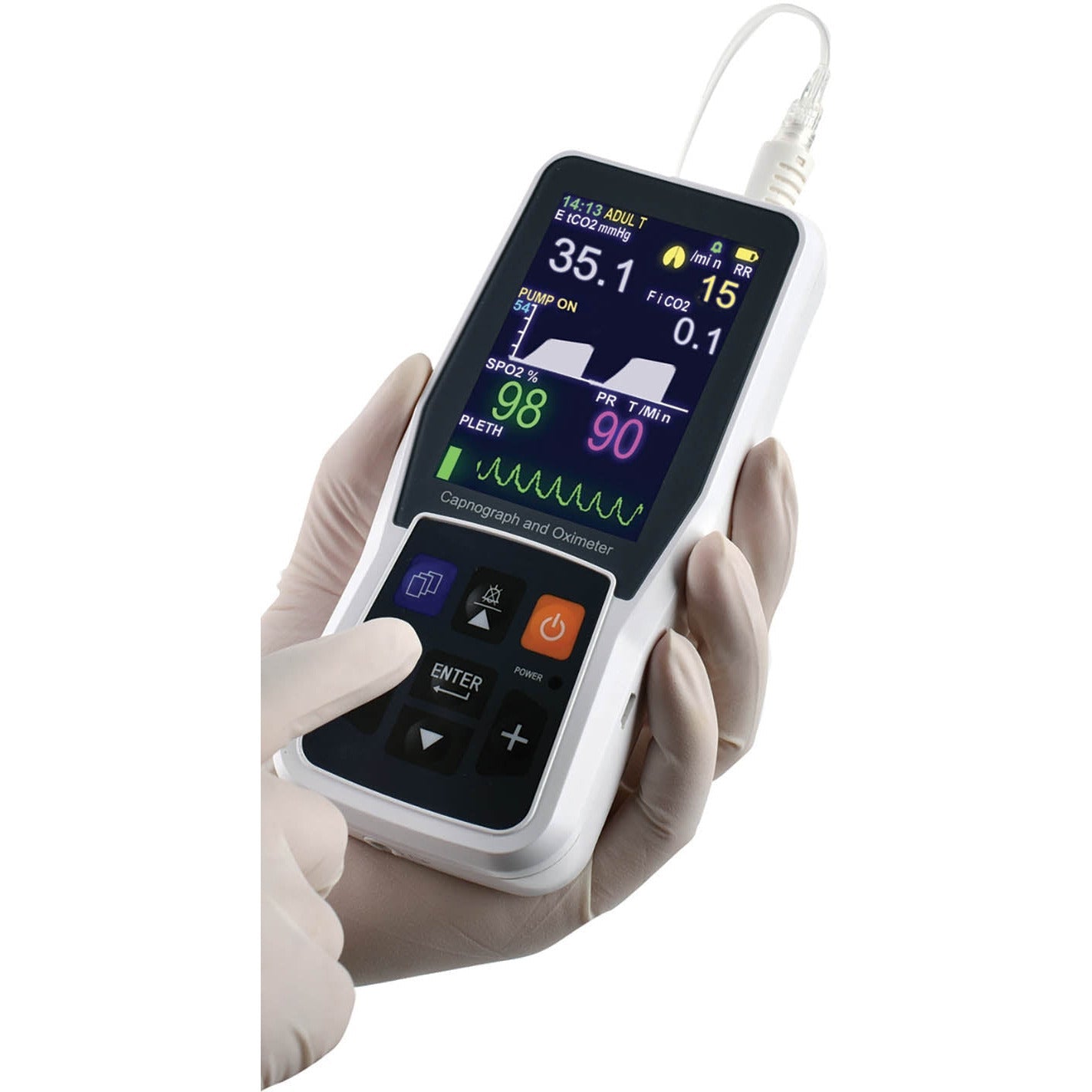 PC-900B Hand Held SideStream EtCO2 and Sp02 (Creative) Monitor with Adult Soft Sensor