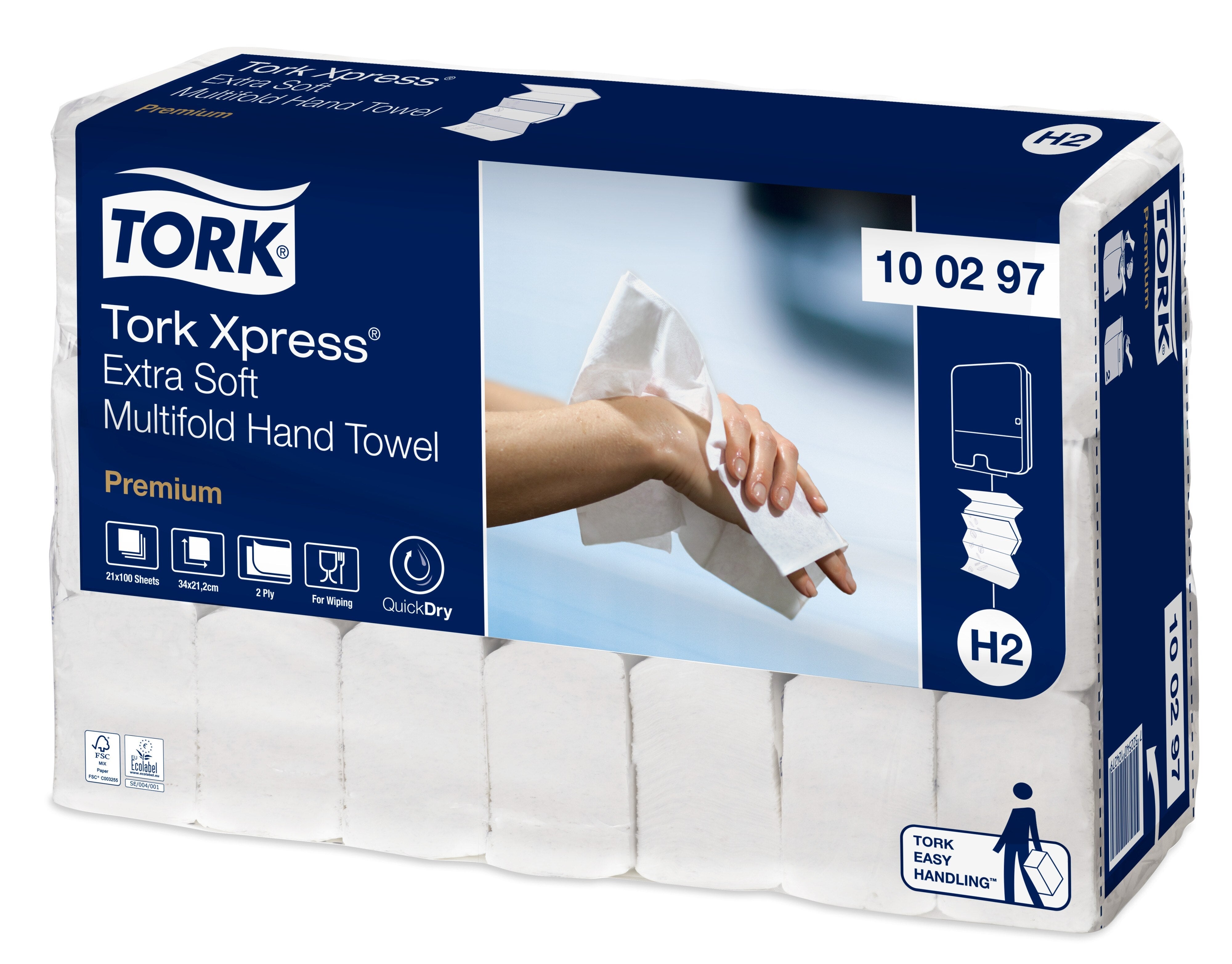Tork Xpress Extra Soft Multifold Hand Towel Premium 2Ply - 100297 - Case of 21 x 100 Sheets