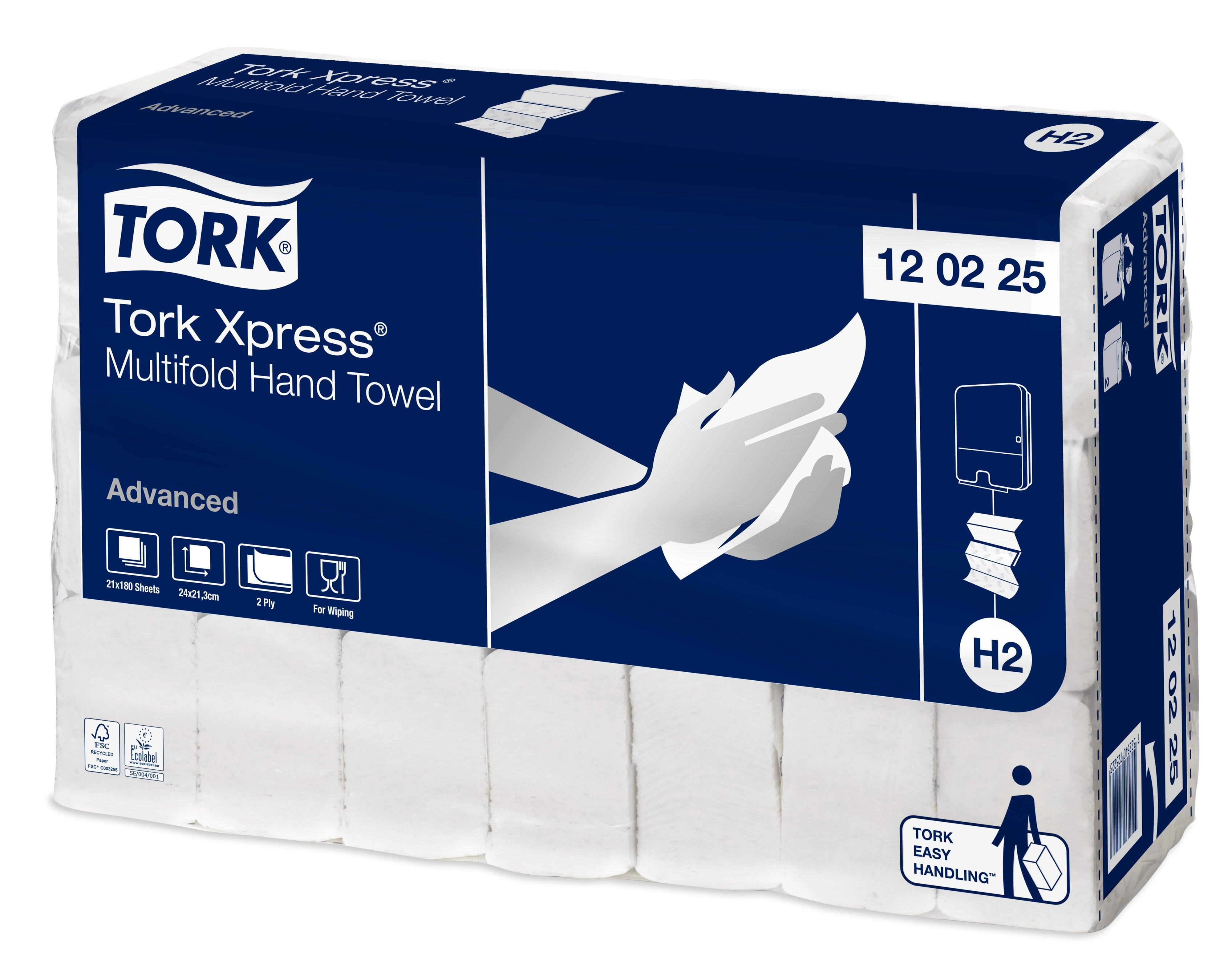 Tork Xpress Multifold Hand Towel White 2Ply - 120225 - Case of 21 x 180m - 3780 Towels