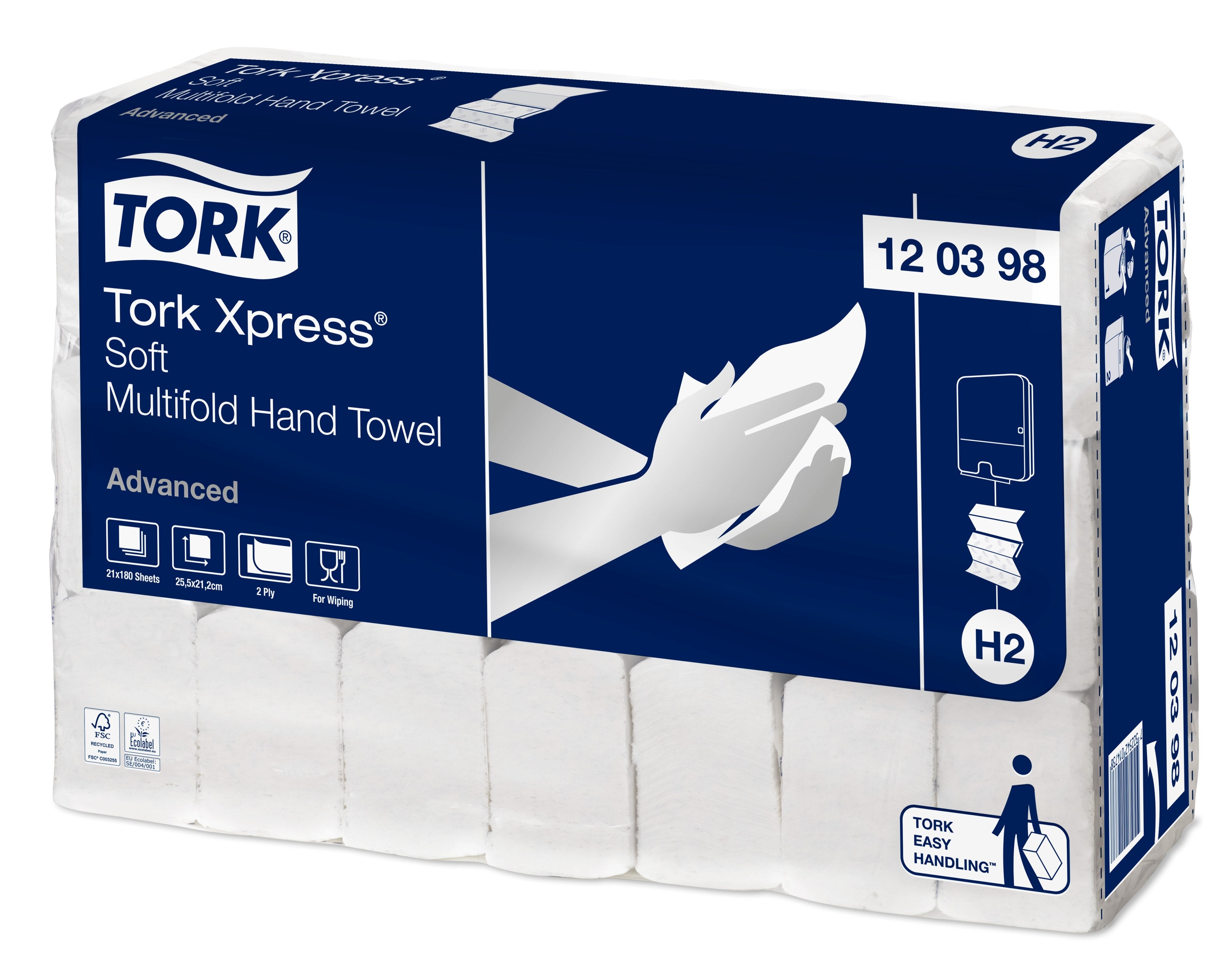 Tork Soft Multifold Hand Towel 2Ply - 130289 - Case of 21 x 180 Sheets