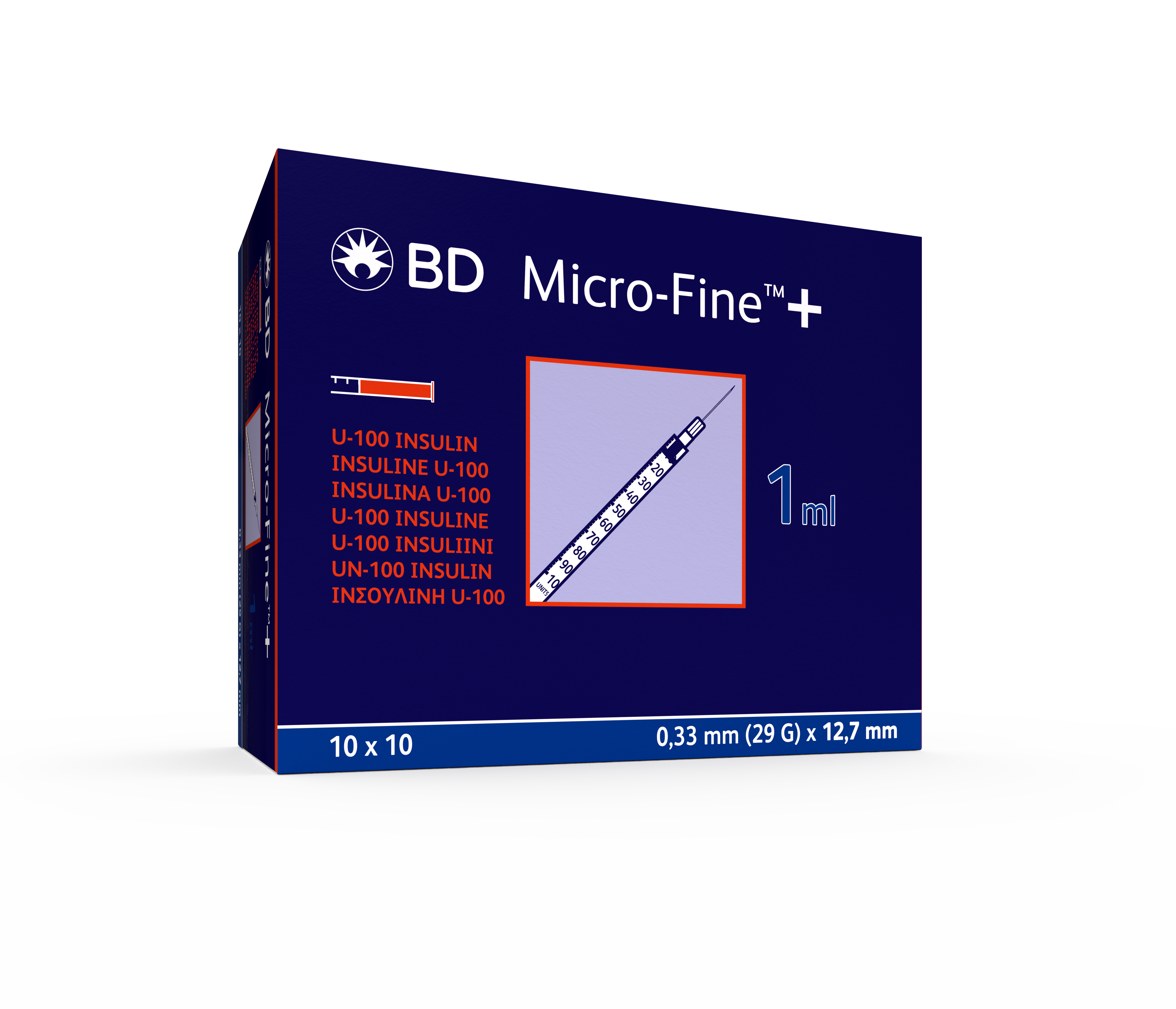 BD Micro Fine+ 1ml Insulin Syringe & Needle 29g x 12.7mm x 100