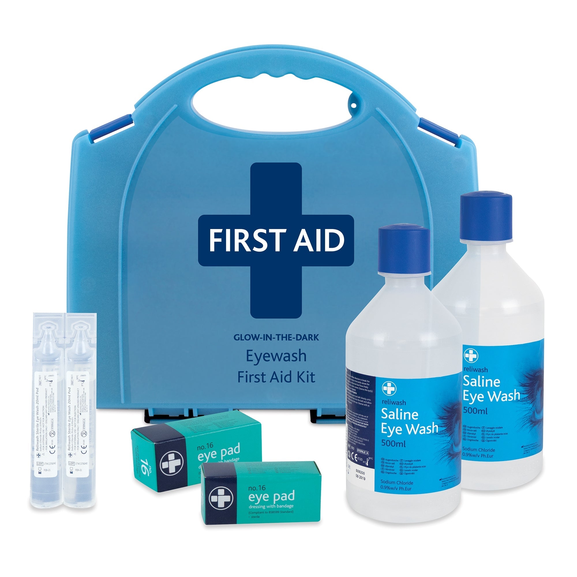 Eye Wash First Aid Kit in Glow In The Dark Aura Box - CLEARANCE