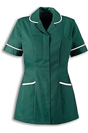 Sally Ladies Tunic - Bottle Green with White Trim - Size 10