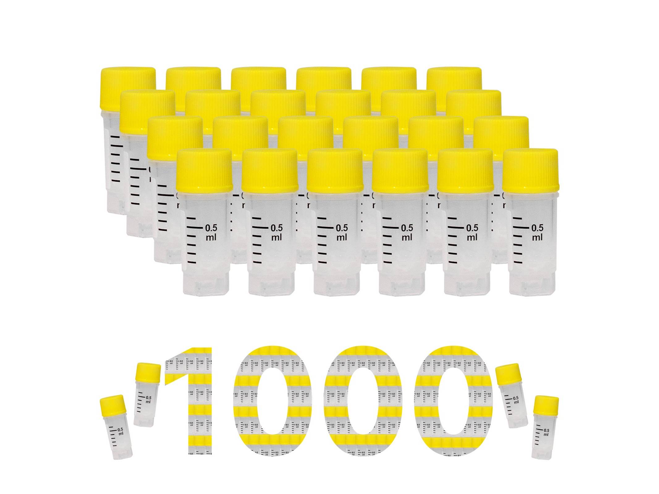 Biologix Cryogenic Vials- 0.5mL tubes, External Thread, without bottom barcode, 25-Bag, 500-Pack, 1000-Case
