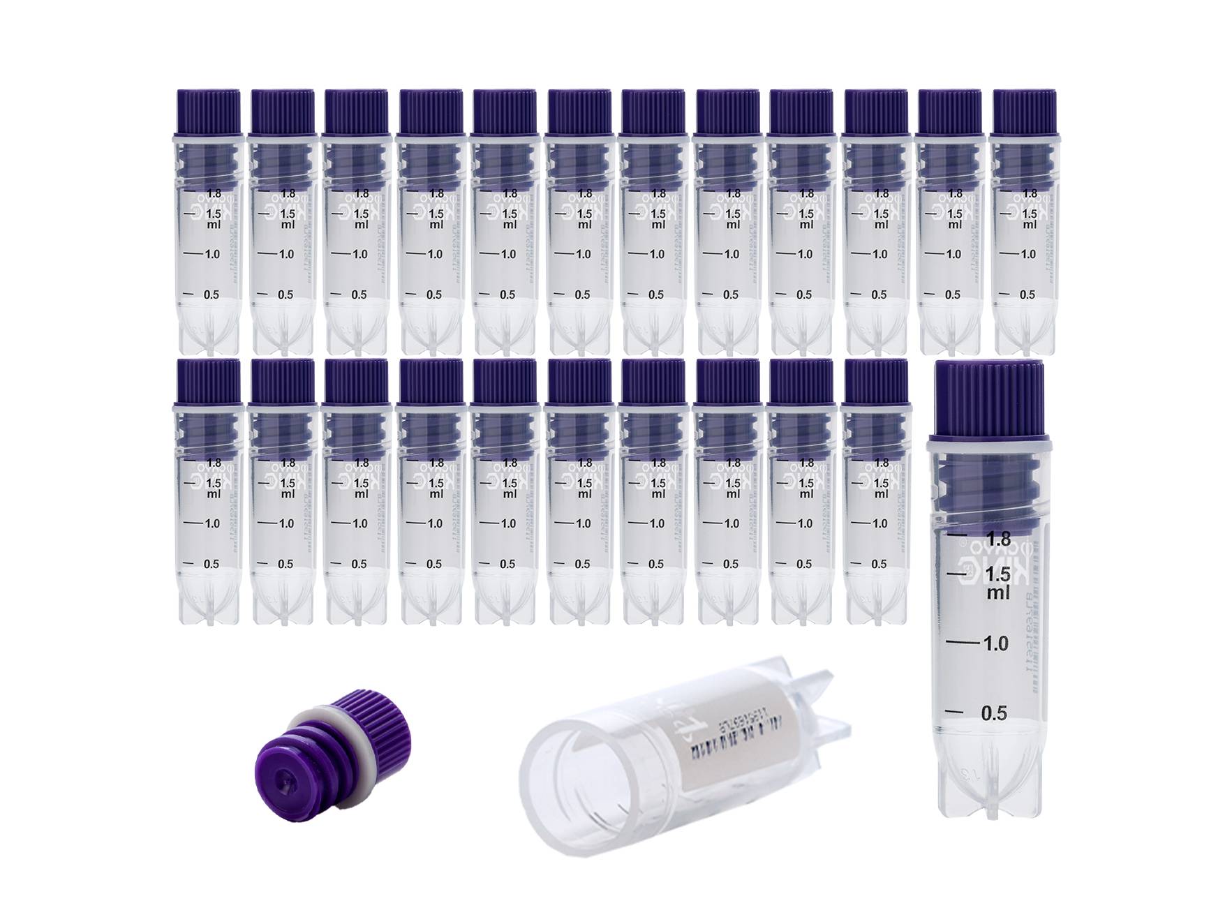 Biologix Cryogenic Vials with Side Bardcodes-2.0 ml Internal Thread, 25-Bag, 1000-Case