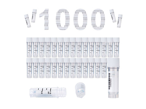 Biologix Cryogenic Vials with Side Bardcode-1.0 ml, External Thread, 25-Bag, 500-Pack, 1000-Case