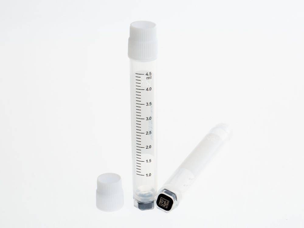 Biologix 5ml Cryogenic Vials, Side & Bottom Barcoded, External Thread, White, 25-Bag, 1000-Case