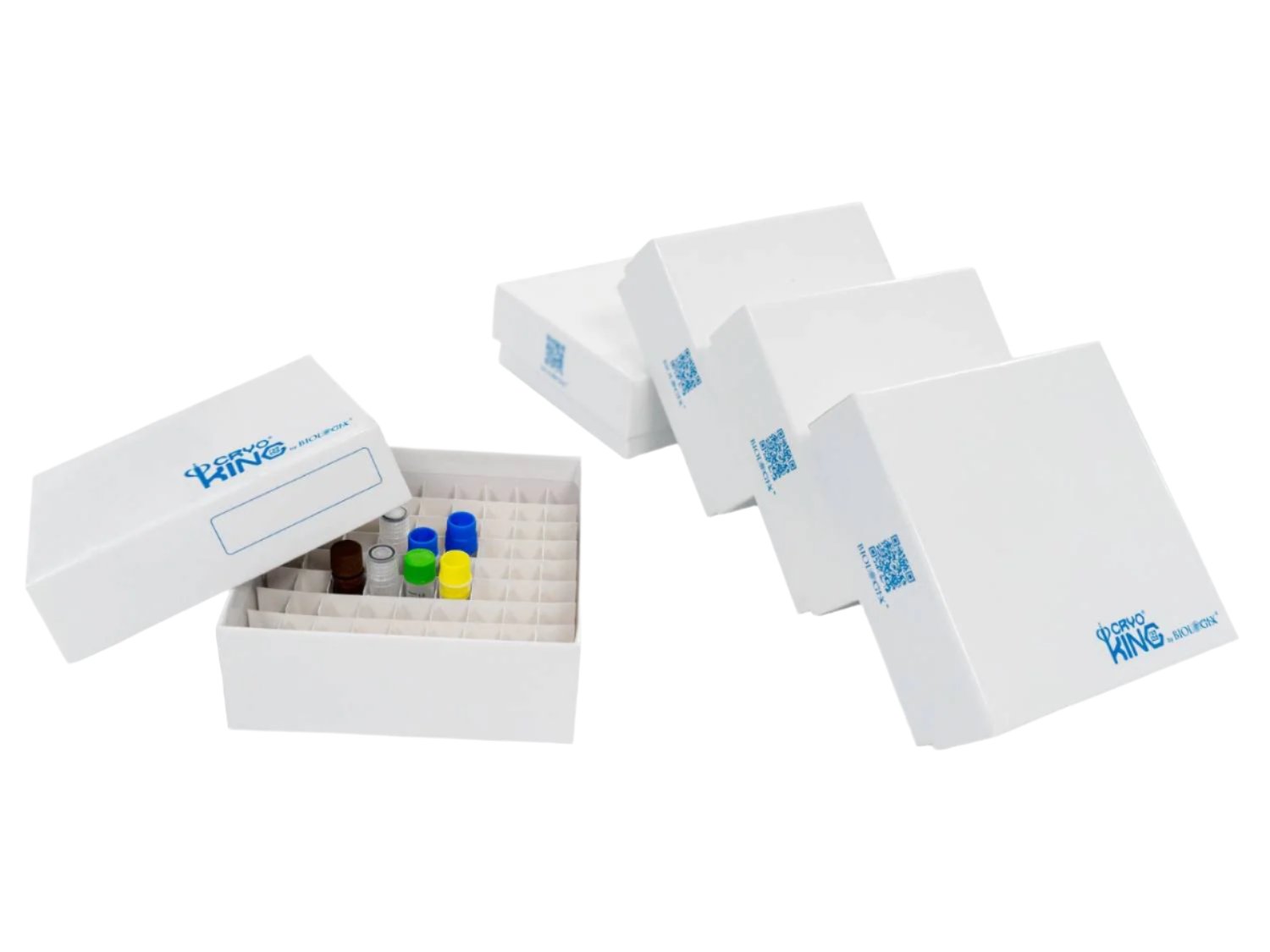Biologix CryoKING® Cardboard Freezer Boxes-2in ( Premium White) 5/Bag, 100/Case