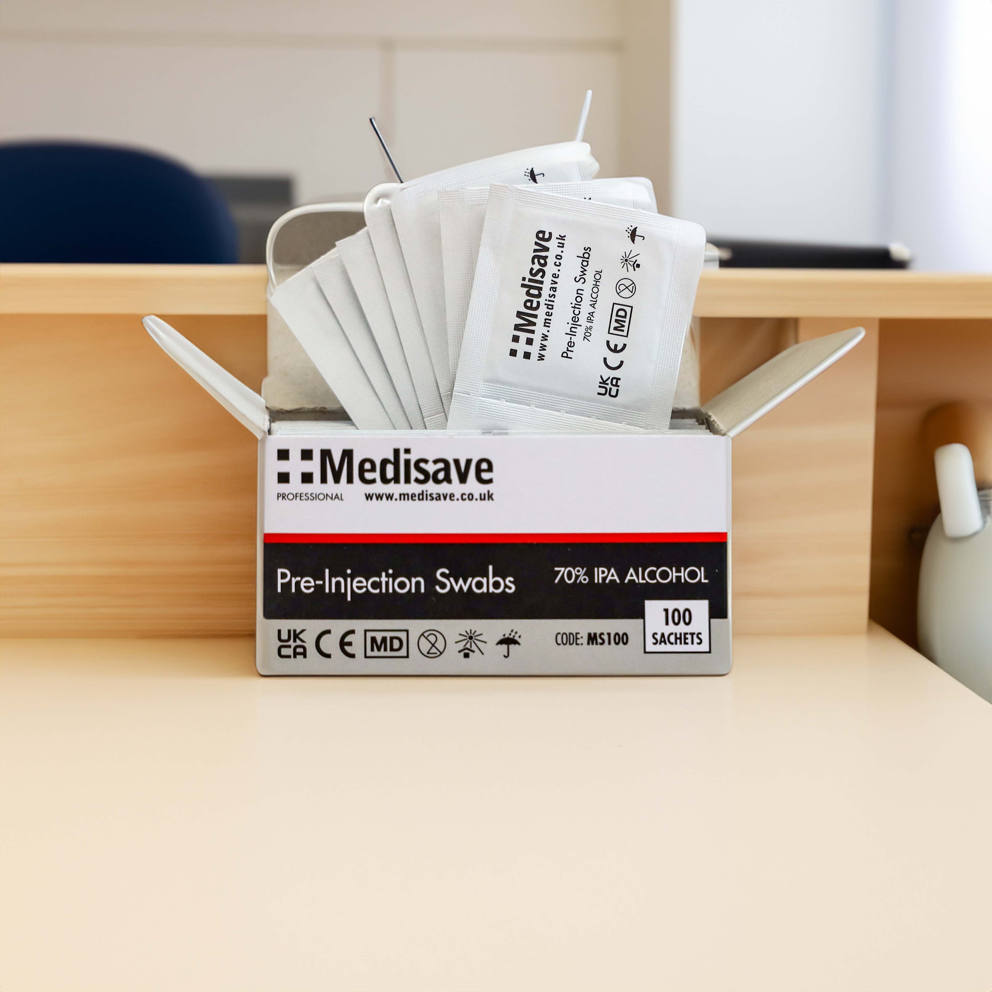 Medisave Professional 70% Alcohol IPA Pre-Injection Swabs x 100