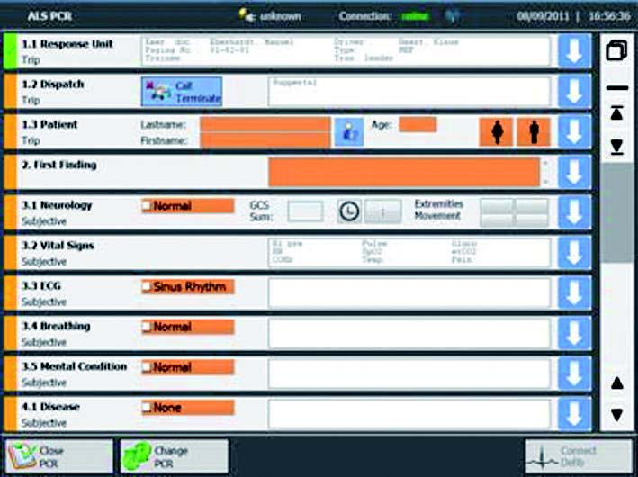 RescueNet Ambulance Pad patient record interface