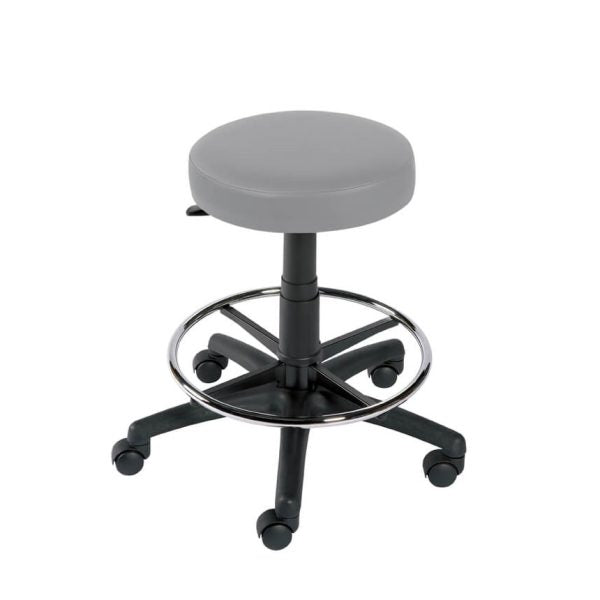 Gas-Lift Stool with Back Rest, Foot Ring & Castors, Vinyl-Anti Bacterial