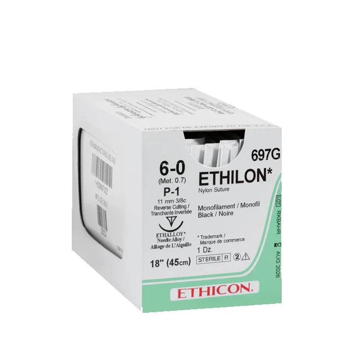 ETHILON suture - Monofilament - black - 6-0 - 45cm - 1 x Reverse Cutting Prime - 11mm - 3/8C - 12