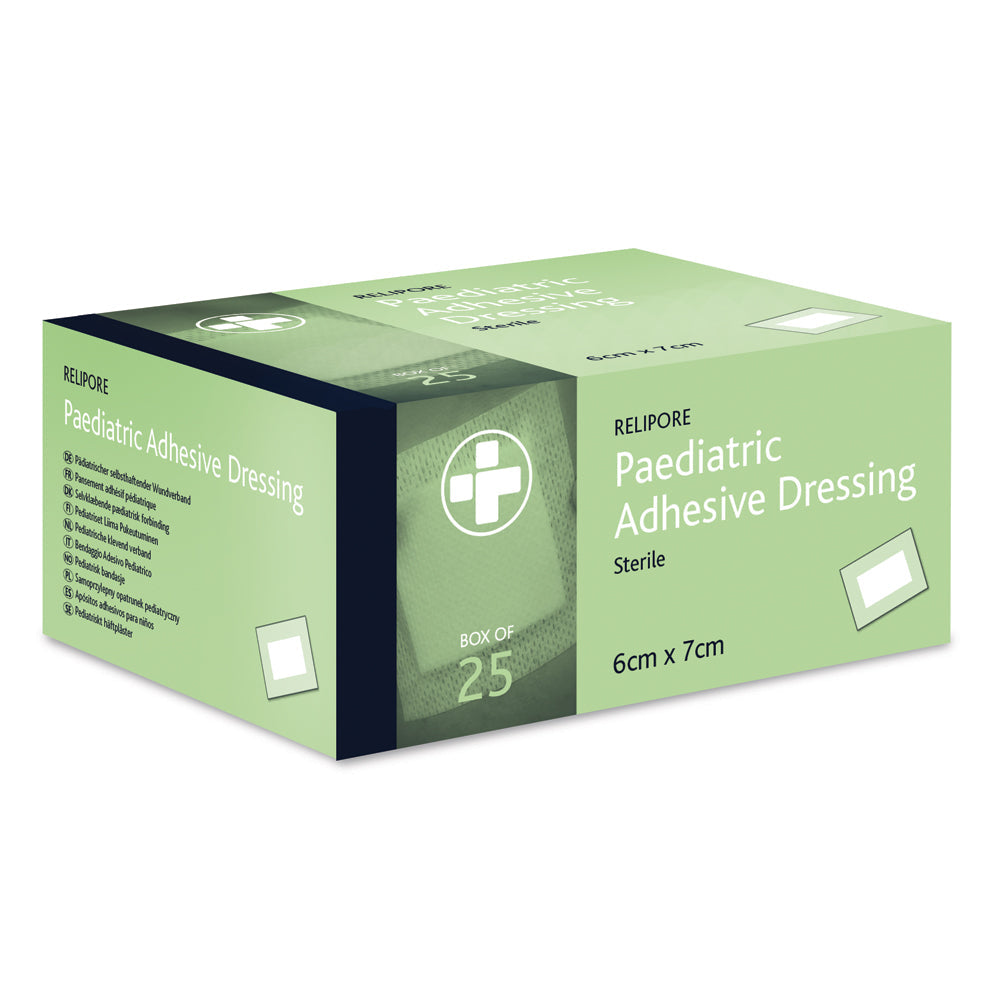 Relipore Paediatric Adhesive Dressing Pads Sterile 6cm x 7cm Box of 25