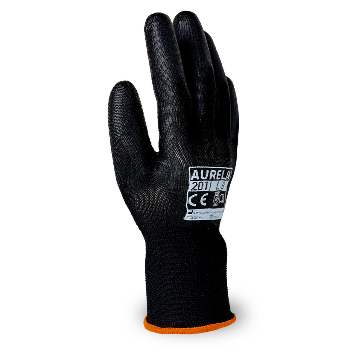 Aurelia 201 - Black PU Palm Coated with Polyester Liner
