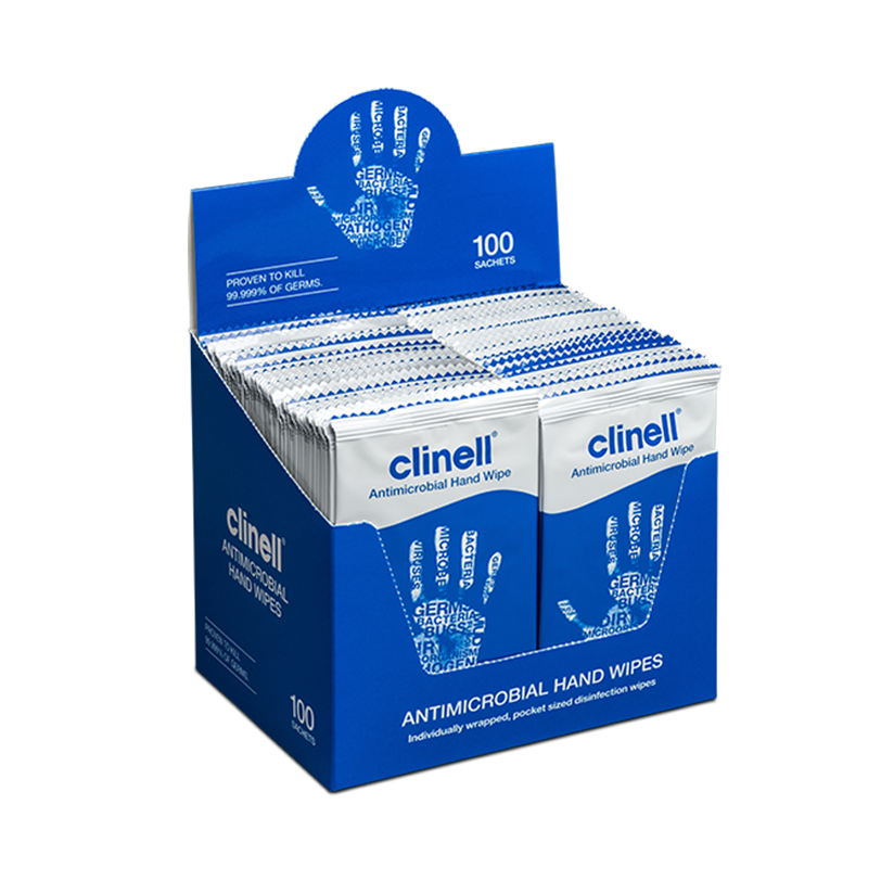 Clinell Antimicrobial Hand Wipes Individually Wrapped – Box of 100