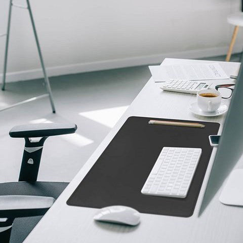 Durable Polypropylene Non-Slip Desk Mat with Contoured Edge - Black