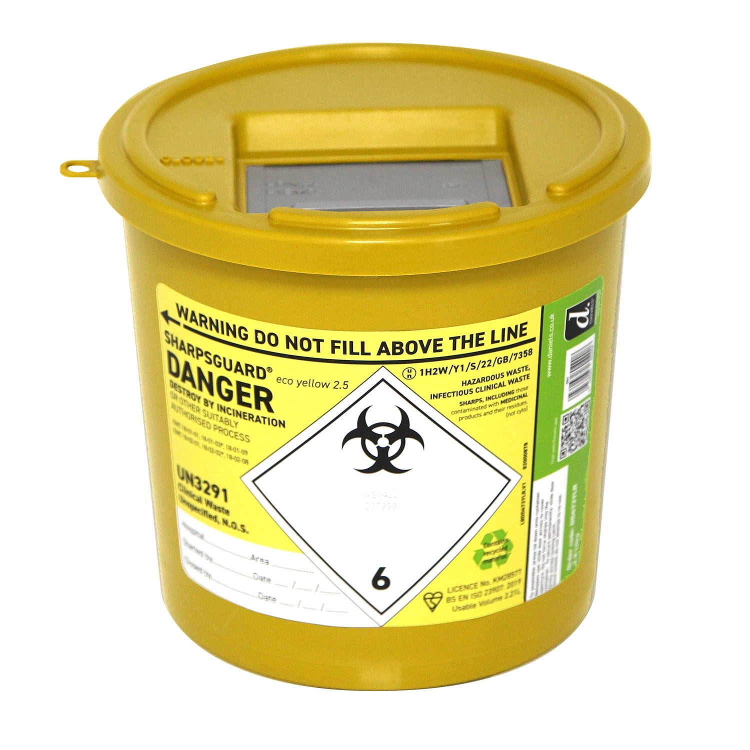 Sharpsguard 2.5 Litre Yellow Sharps Bin