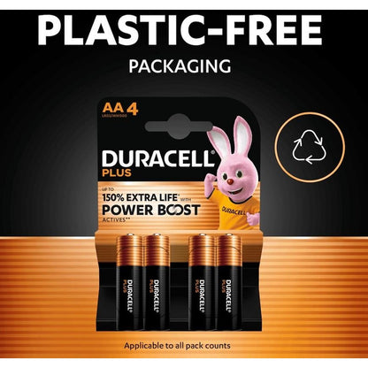 Duracell Plus AA Alkaline Batteries - Pack of 4