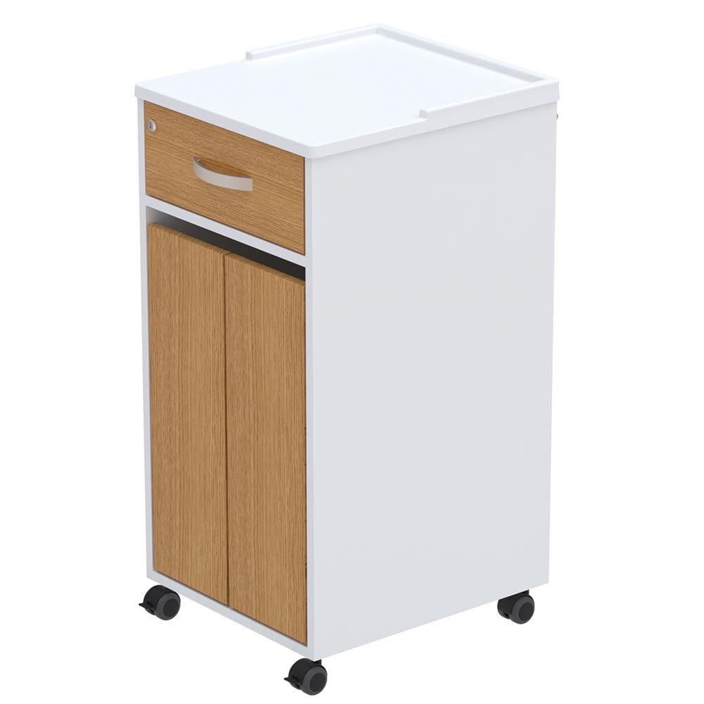 Bedside Locker, Cupboard & Lockable Drawer, Cam Lock