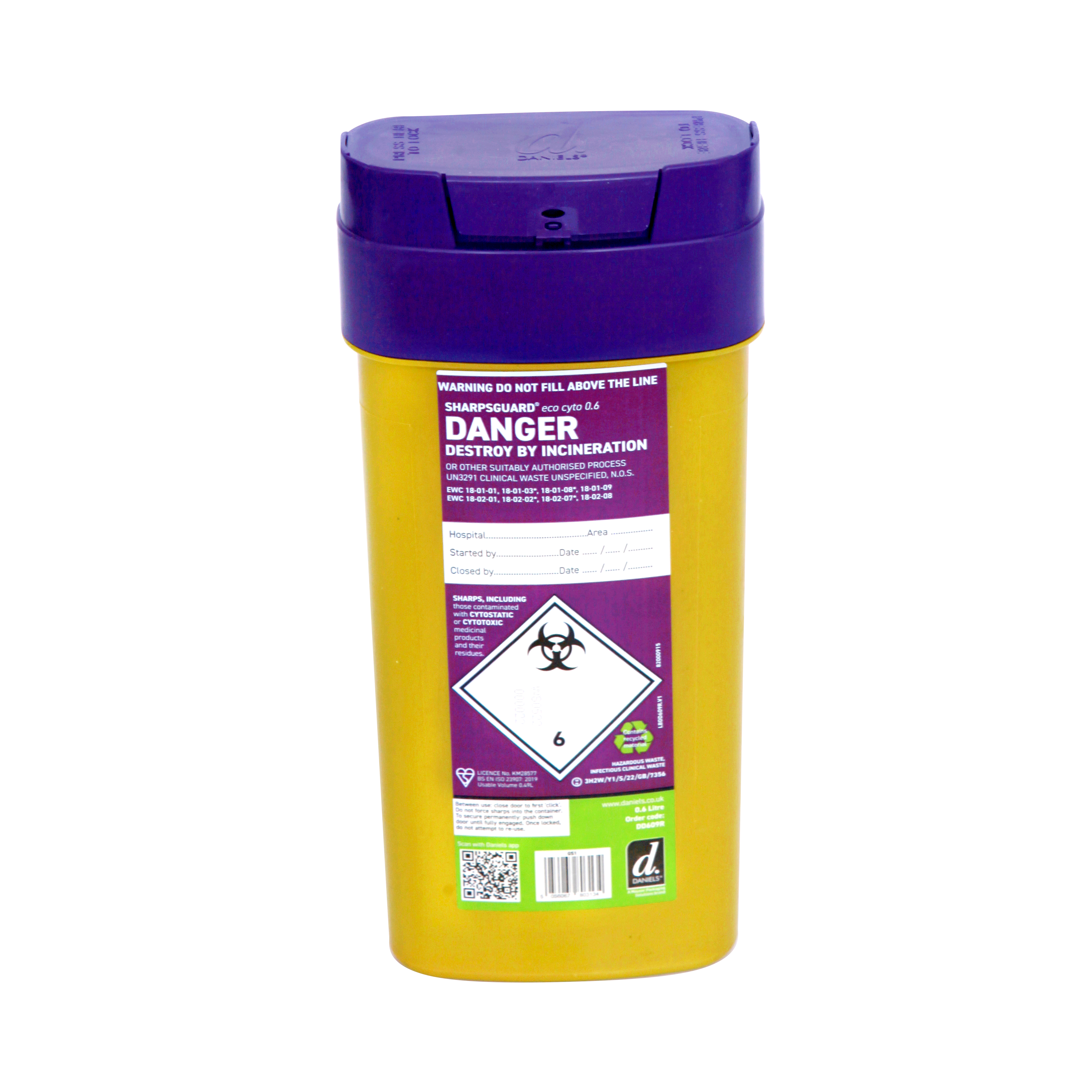 Sharpsguard Cyto 0.6 Litre Sharps Bin
