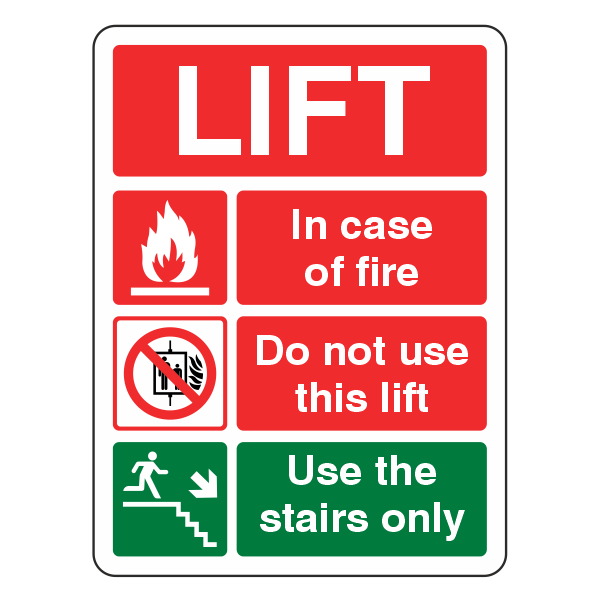 Lift Notice - Incase of Fire Do Not Use Sign - CLEARANCE
