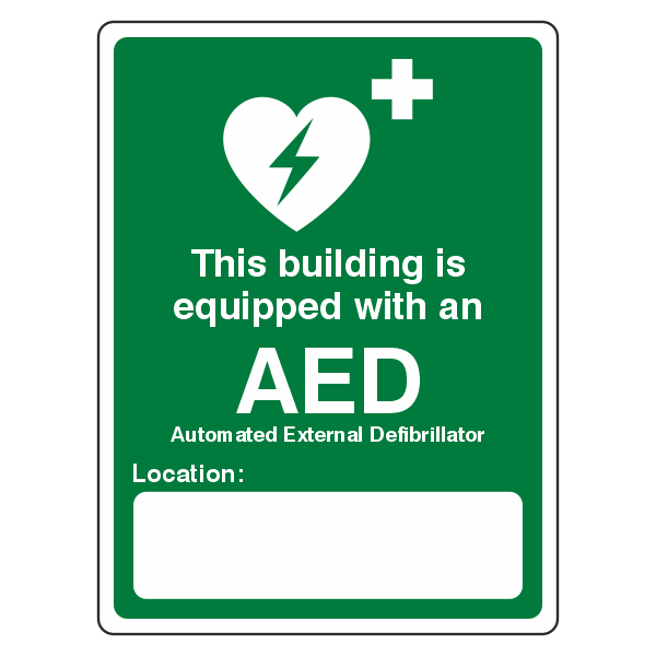 This Building Is Equipped With An AED Sign- CLEARANCE