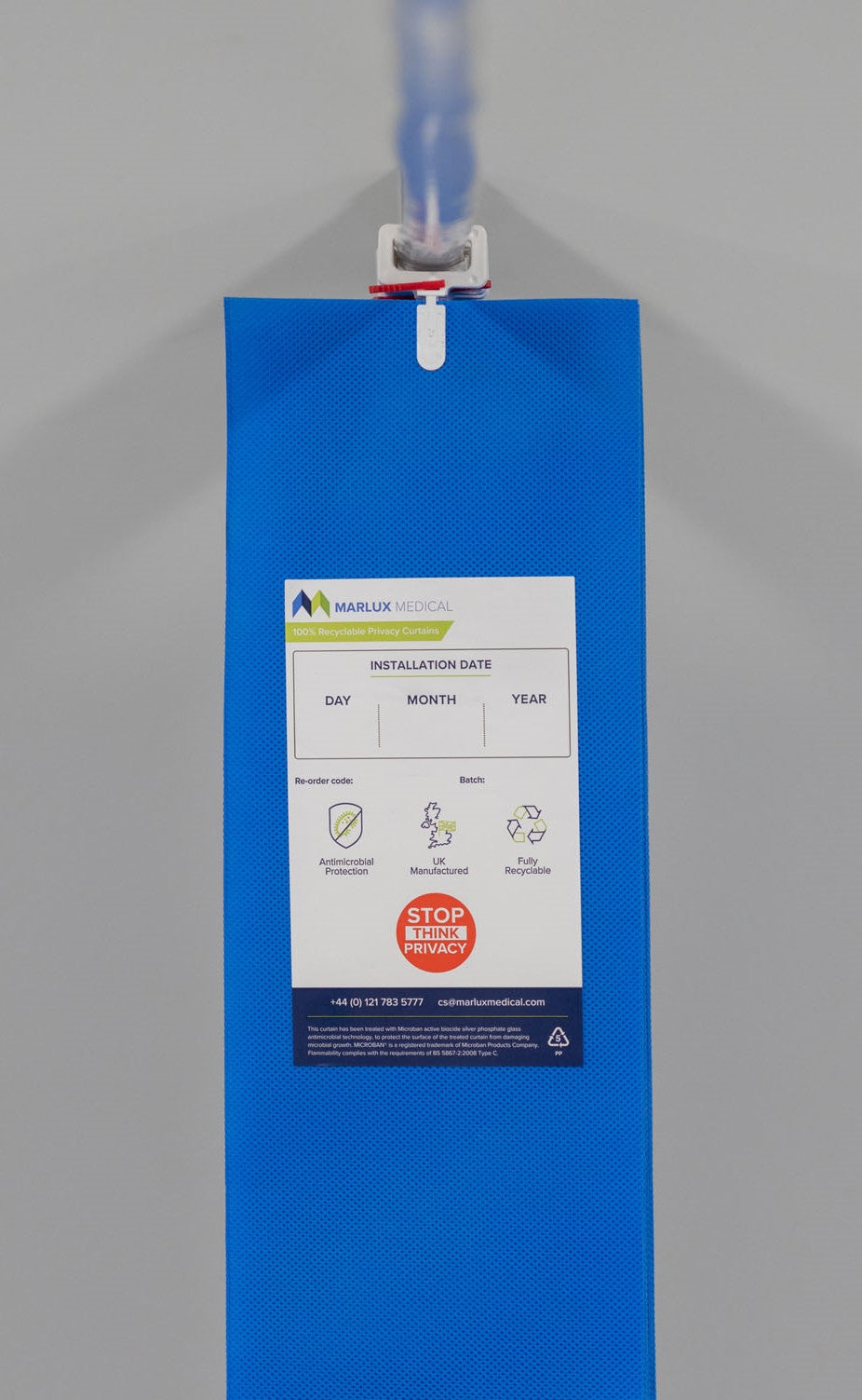 4.2M x 1.95M Fast-Fit Anti-Bac Curtains - Hospital Blue - Single