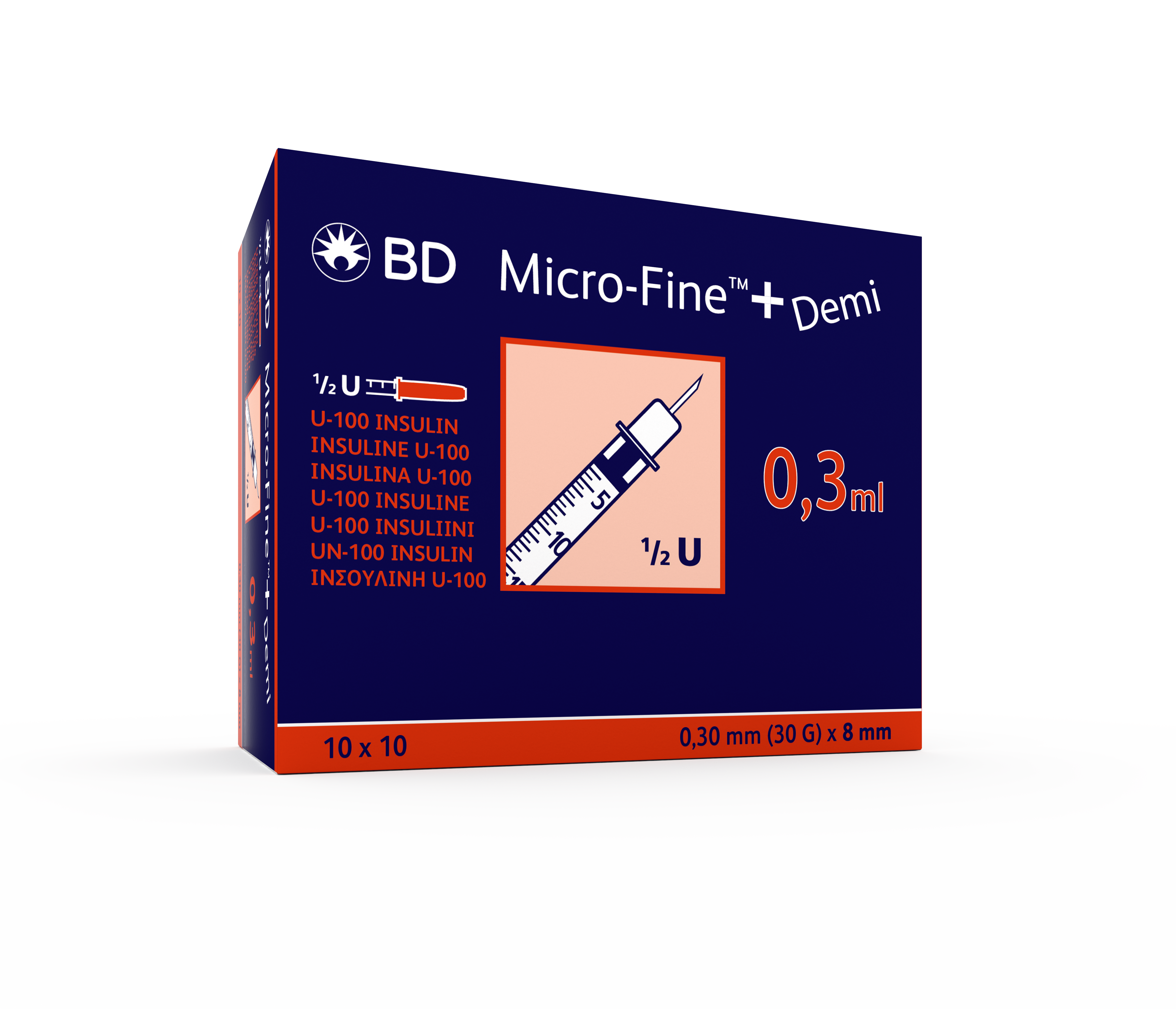 BD 0.3ml Insulin Syringe & Needle 8mm x 30g x 100