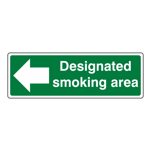 Designated Smoking Area - Arrow Left Sign- CLEARANCE