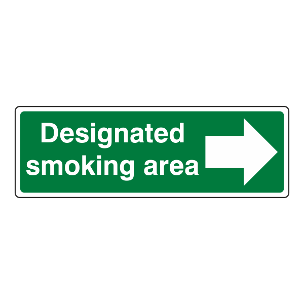 Designated Smoking Area - Arrow Right Sign- CLEARANCE