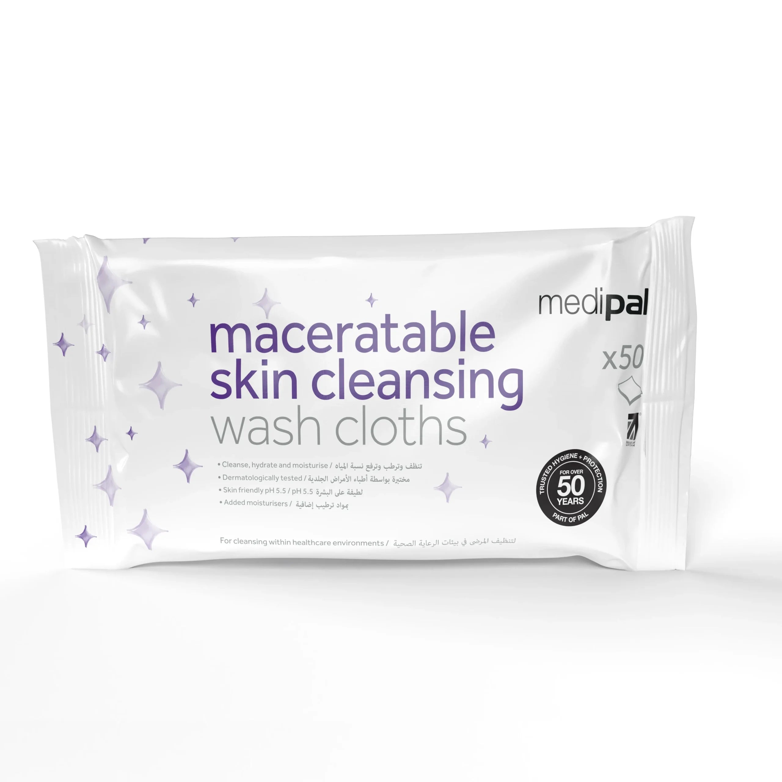Medipal Wet Biodegradable Wash Cloth - Pack of 50