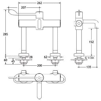 Sunflower Deck Mounted Sequential Thermostatic Mixer Tap