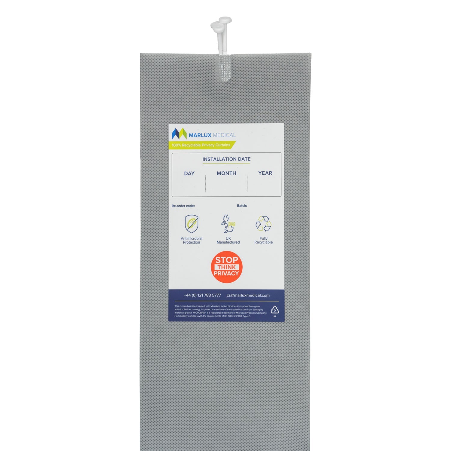 Marlux Medical Antimicrobial Treated Cubicle Curtain - Internal Hanging - 2400mm x 1950mm - Case of 24