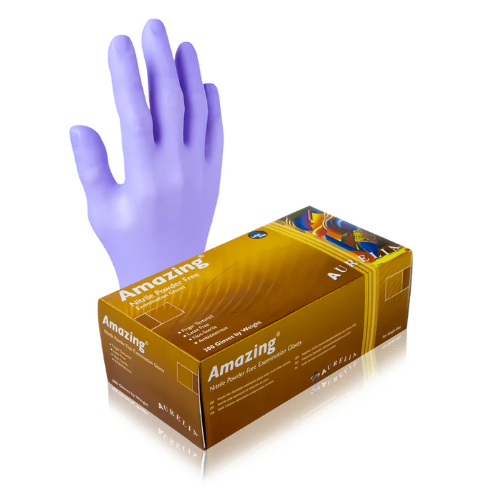 Amazing Finger-Textured Nitrile Powder-Free Examination Gloves - Box of 300 - Medium
