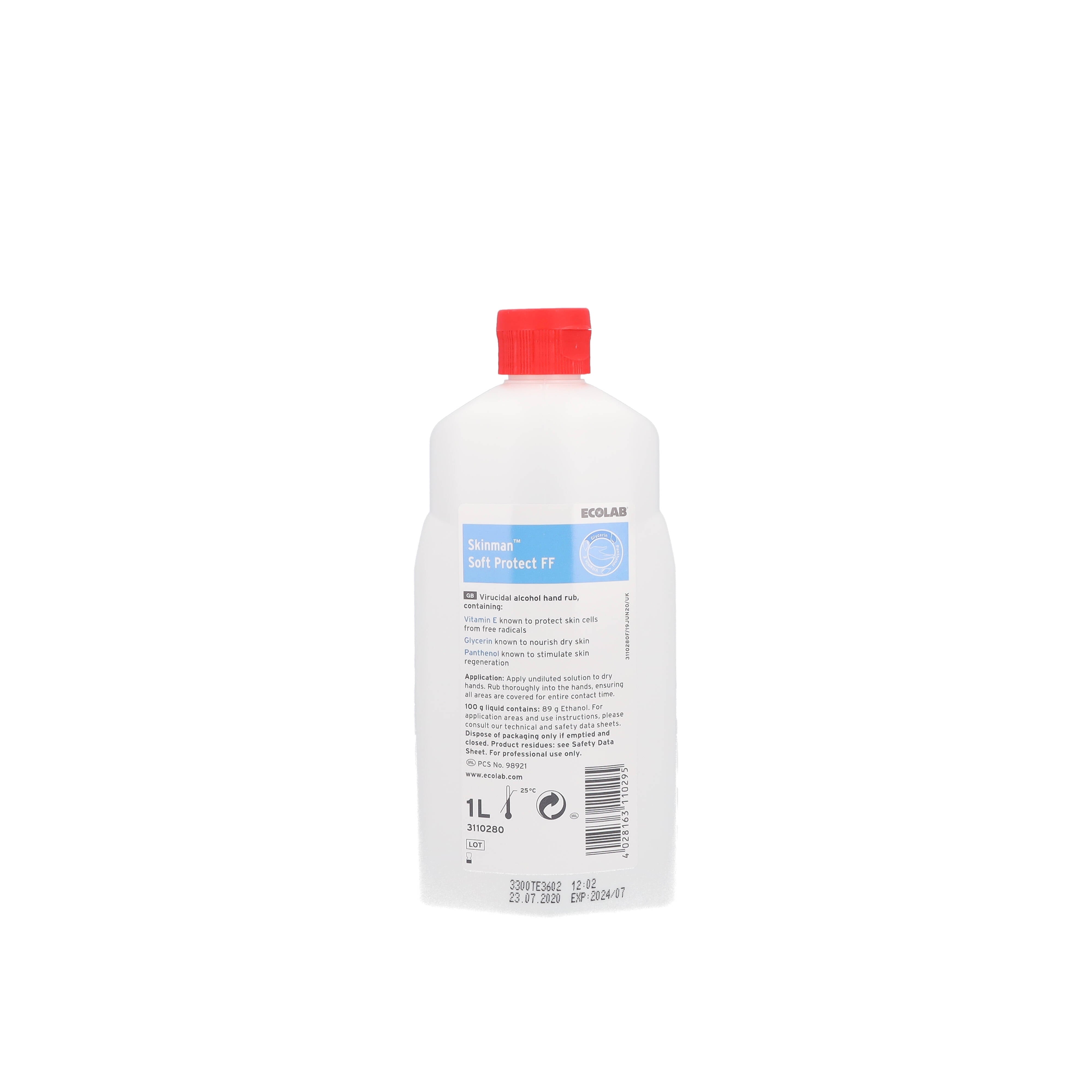 Ecolab Soft Protect 1 Litre Alcohol Hand Rub Sanitiser (Box of 12 Bottles) BUY ONE, GET ONE FREE