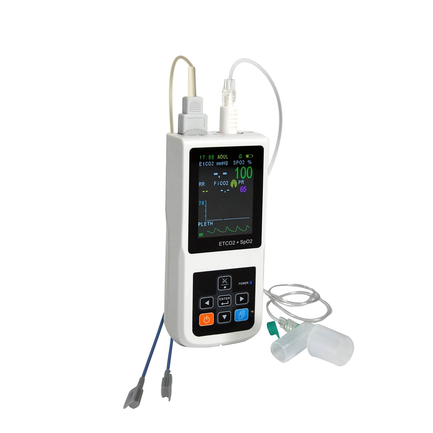 PC-900B Hand Held SideStream EtCO2 and Sp02 (Creative) Monitor with Adult Soft Sensor