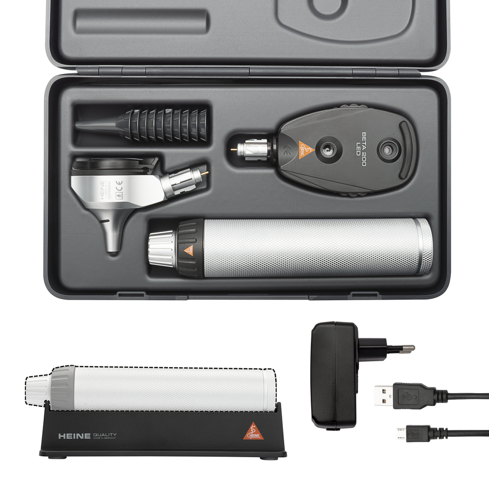 Heine BETA 200 LED Ophthalmoscope + BETA 400 LED F.O. Otoscope