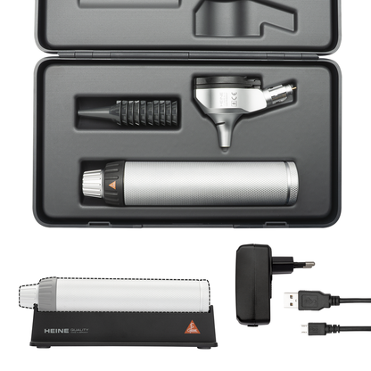 HEINE BETA 200 LED Fibre Optic Otoscope Set with USB Rechargeable Handle & Power Supply