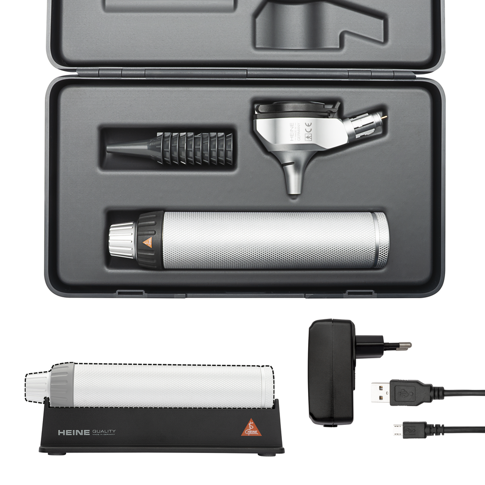 HEINE BETA 400 LED Fibre Optic Otoscope with USB Rechargeable Handle & Cable