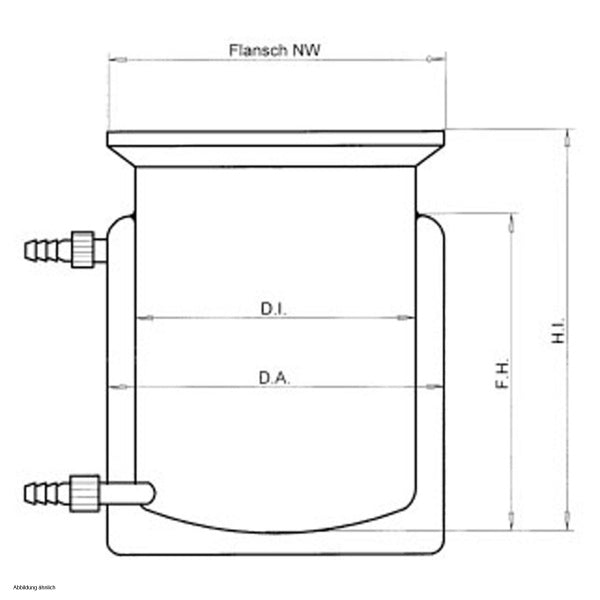 KGW Heatable Reaction Vessels with flat bottom, thermal jacket connection DN15 Flange
