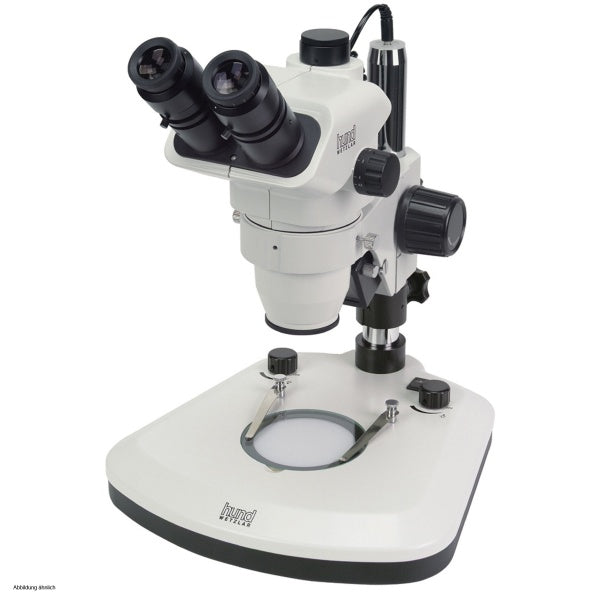 hund stereo microscope Wiloskop - F Zoom with stand ST - AD LED, LED incident and transmitted light illumination