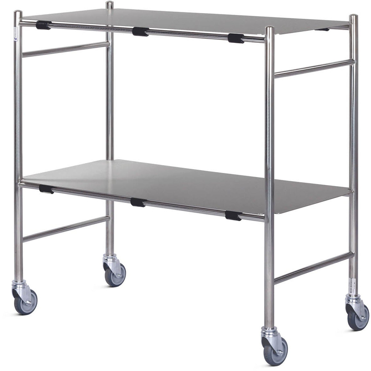 Stainless steel dressing trolley with removable shelves