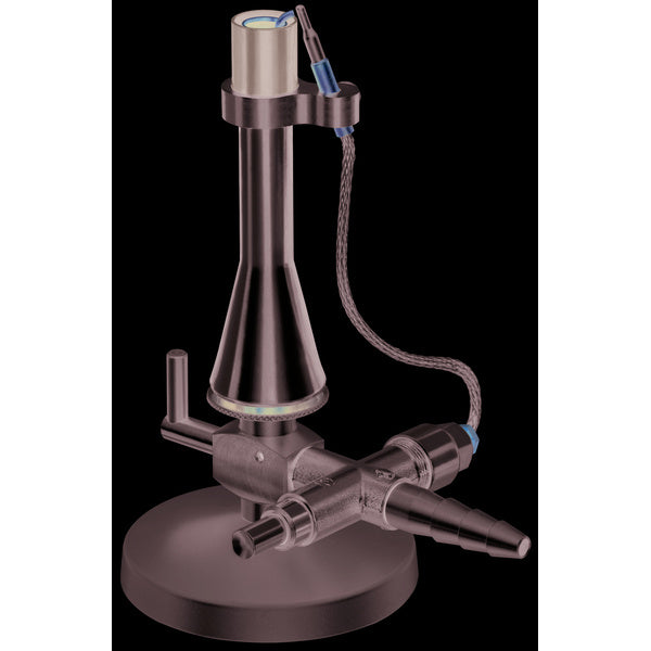 Usbeck safety burner, DIN, safety pilot, gas tap, pilot flame, air regulation in Gas Burners, Bunsen Burners