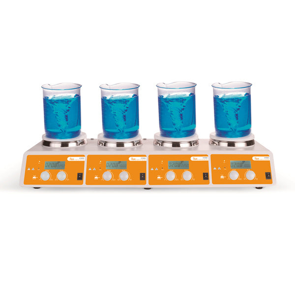 Labbox multi-position magnetic stirrer, with heating, H10X04, 4 stirring positions, EU mains cable