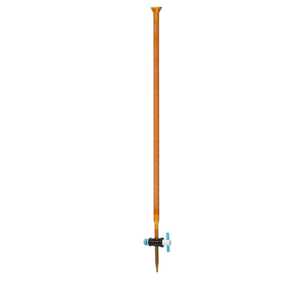 Labbox burette with straight stopcock made of PTFE and funnel opening, class A