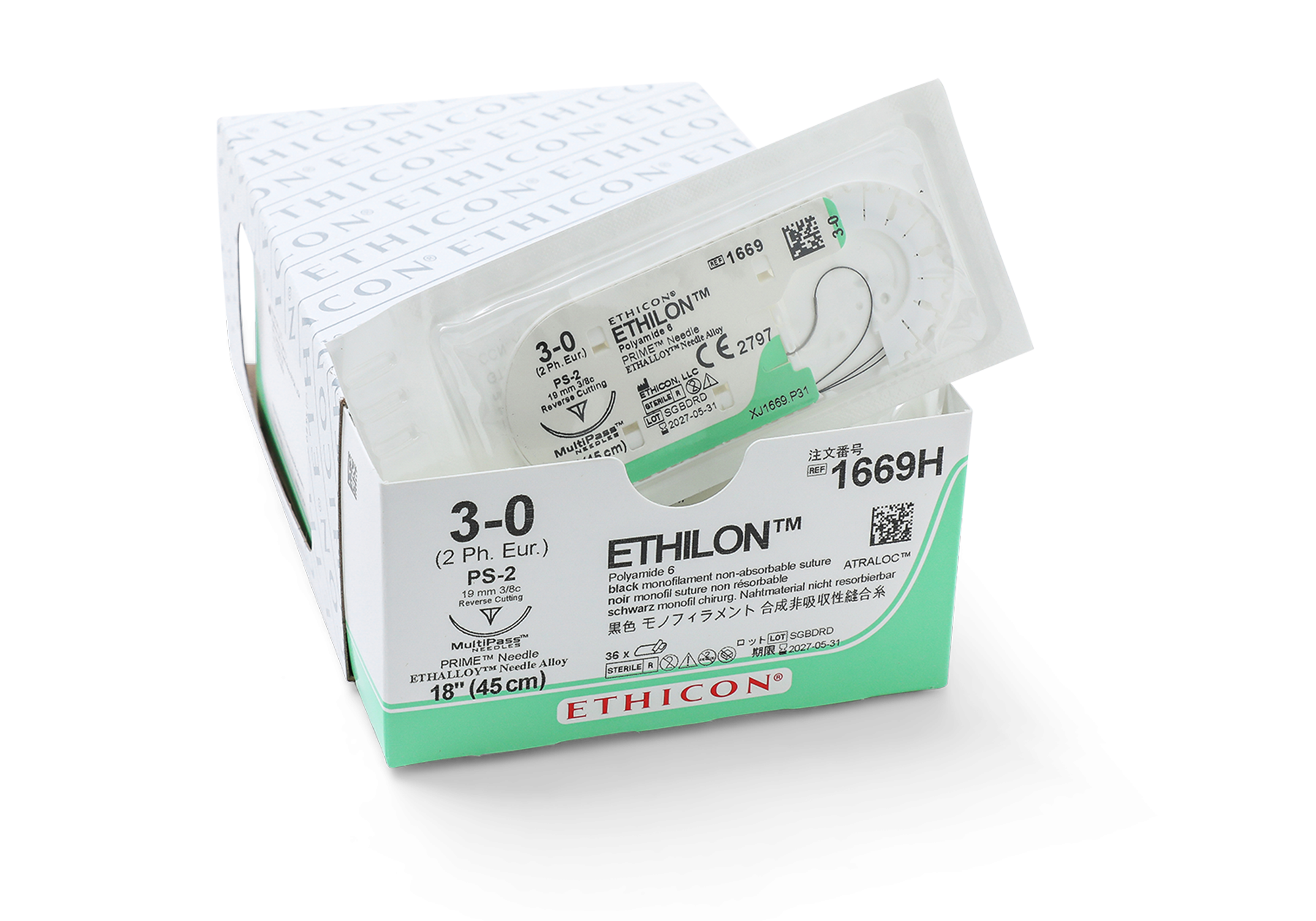SILK suture - Braided - black - 2-0 - 75cm - 1 x Reverse cutting - 60mm - STRAIGHT - 36