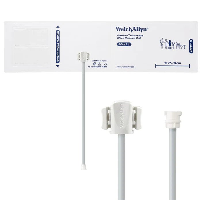 Welch Allyn FlexiPort Blood Pressure Cuff; Size-11 Adult, Soft Disposable, 1-Tube, Female Locking x 20
